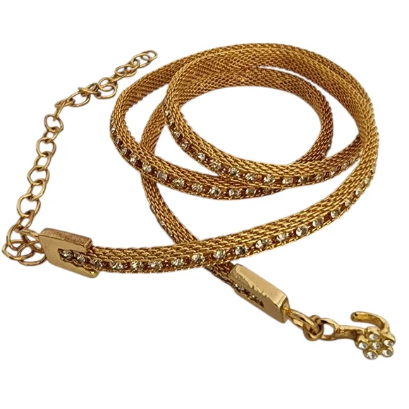 Vintage Gold Mesh Belt with Rhinestones - Picture 8 of 15